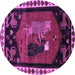 Round Machine Washable Animal Purple Traditional Area Rugs, wshtr101pur