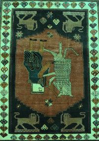 Animal Turquoise Traditional Rug, tr101turq