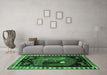 Machine Washable Animal Emerald Green Traditional Area Rugs in a Living Room,, wshtr101emgrn