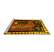 Sideview of Machine Washable Animal Yellow Traditional Rug, wshtr101yw