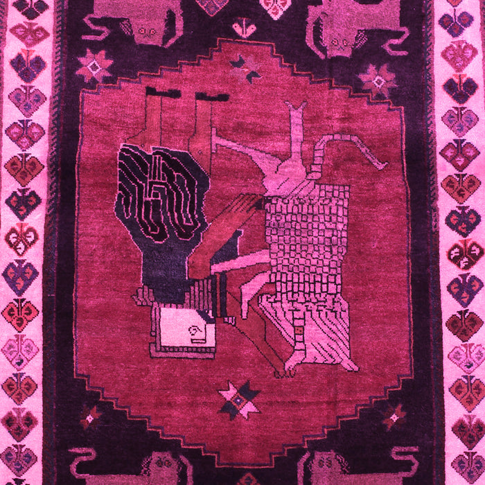 Machine Washable Animal Pink Traditional Rug, wshtr101pnk