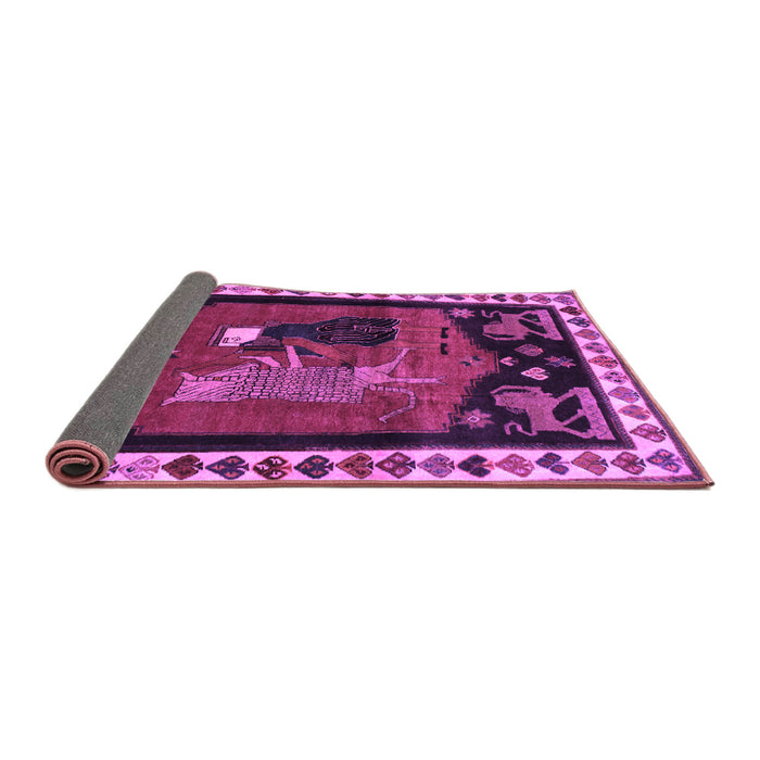 Sideview of Animal Purple Traditional Rug, tr101pur