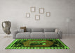 Machine Washable Animal Green Traditional Area Rugs in a Living Room,, wshtr101grn