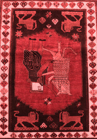 Animal Red Traditional Rug, tr101red