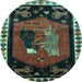 Round Animal Light Blue Traditional Rug, tr101lblu