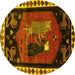 Round Animal Yellow Traditional Rug, tr101yw