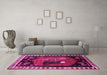 Machine Washable Animal Pink Traditional Rug in a Living Room, wshtr101pnk