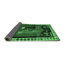 Sideview of Animal Emerald Green Traditional Rug, tr101emgrn