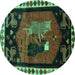 Round Animal Turquoise Traditional Rug, tr101turq