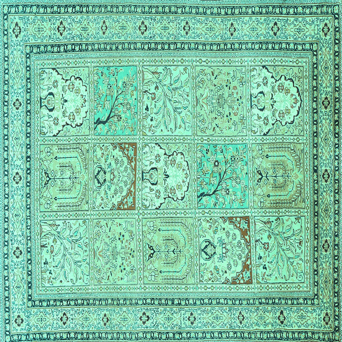 Square Machine Washable Persian Turquoise Traditional Area Rugs, wshtr1020turq