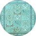 Round Persian Light Blue Traditional Rug, tr1020lblu