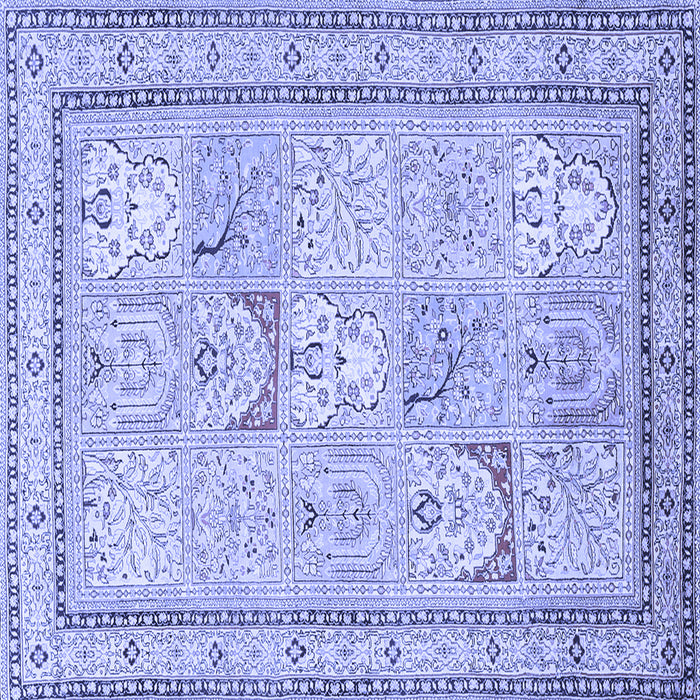 Square Machine Washable Persian Blue Traditional Rug, wshtr1020blu