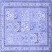 Square Machine Washable Persian Blue Traditional Rug, wshtr1020blu