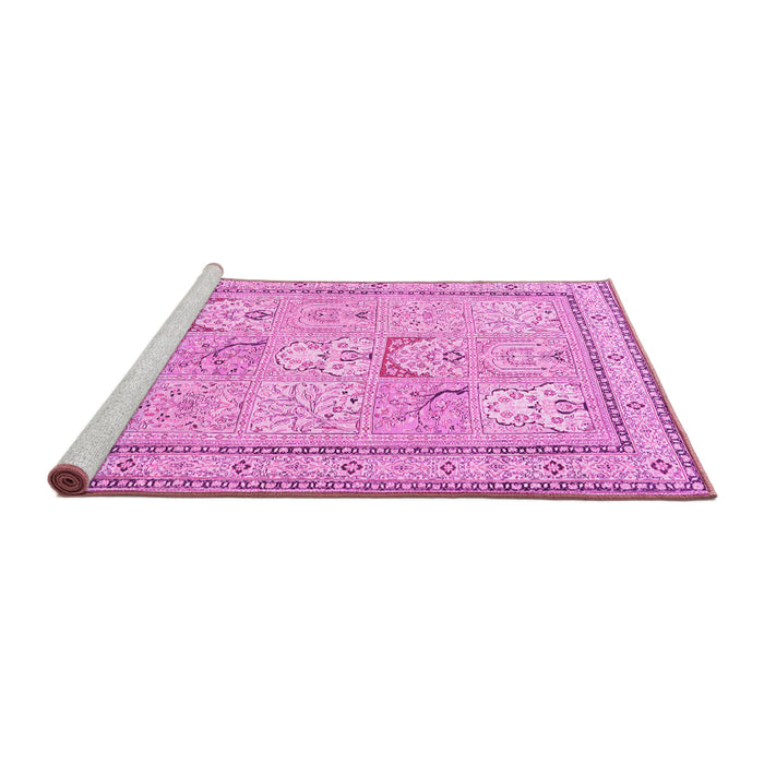 Sideview of Machine Washable Persian Pink Traditional Rug, wshtr1020pnk