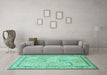 Machine Washable Persian Turquoise Traditional Area Rugs in a Living Room,, wshtr1020turq