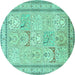 Round Persian Turquoise Traditional Rug, tr1020turq