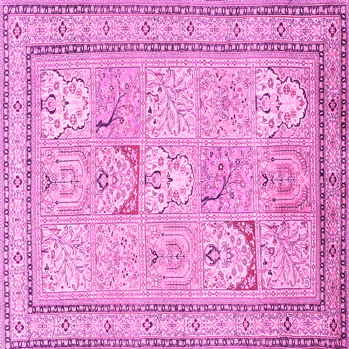 Square Machine Washable Persian Pink Traditional Rug, wshtr1020pnk