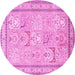 Round Persian Pink Traditional Rug, tr1020pnk