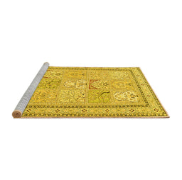 Sideview of Machine Washable Persian Yellow Traditional Rug, wshtr1020yw