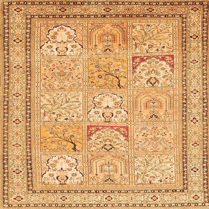 Round Machine Washable Persian Orange Traditional Area Rugs, wshtr1020org