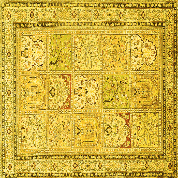 Square Machine Washable Persian Yellow Traditional Rug, wshtr1020yw