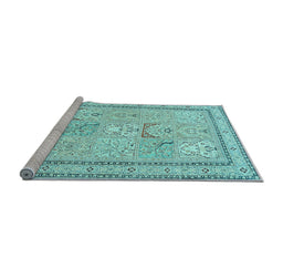 Sideview of Machine Washable Persian Light Blue Traditional Rug, wshtr1020lblu