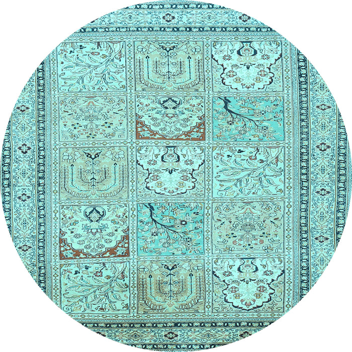 Round Machine Washable Persian Light Blue Traditional Rug, wshtr1020lblu