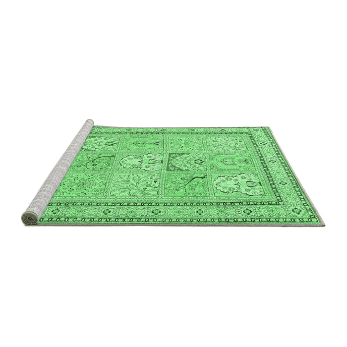 Sideview of Machine Washable Persian Emerald Green Traditional Area Rugs, wshtr1020emgrn