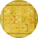 Round Persian Yellow Traditional Rug, tr1020yw