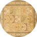 Round Persian Brown Traditional Rug, tr1020brn