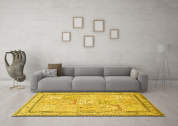 Machine Washable Persian Yellow Traditional Rug in a Living Room, wshtr1020yw