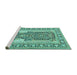 Sideview of Machine Washable Persian Turquoise Traditional Area Rugs, wshtr1021turq