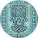 Round Machine Washable Persian Light Blue Traditional Rug, wshtr1021lblu