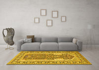 Machine Washable Persian Yellow Traditional Rug, wshtr1021yw