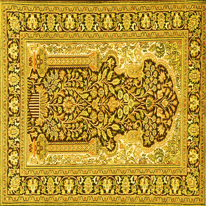 Square Machine Washable Persian Yellow Traditional Rug, wshtr1021yw