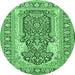 Round Persian Emerald Green Traditional Rug, tr1021emgrn