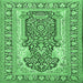 Square Persian Emerald Green Traditional Rug, tr1021emgrn