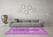 Machine Washable Persian Purple Traditional Area Rugs in a Living Room, wshtr1021pur