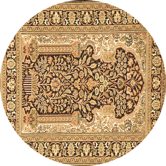 Round Persian Brown Traditional Rug, tr1021brn