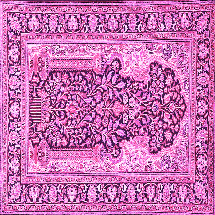 Square Machine Washable Persian Pink Traditional Rug, wshtr1021pnk