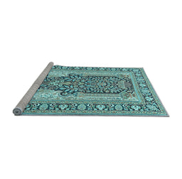 Sideview of Machine Washable Persian Light Blue Traditional Rug, wshtr1021lblu