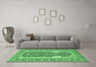 Machine Washable Persian Emerald Green Traditional Area Rugs in a Living Room,, wshtr1021emgrn