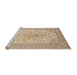 Sideview of Machine Washable Traditional Khaki Gold Rug, wshtr1022