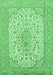 Machine Washable Persian Emerald Green Traditional Area Rugs, wshtr1022emgrn