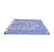 Sideview of Machine Washable Persian Blue Traditional Rug, wshtr1022blu