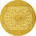 Round Persian Yellow Traditional Rug, tr1022yw