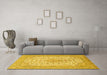 Machine Washable Persian Yellow Traditional Rug in a Living Room, wshtr1022yw