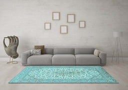 Machine Washable Persian Light Blue Traditional Rug in a Living Room, wshtr1022lblu