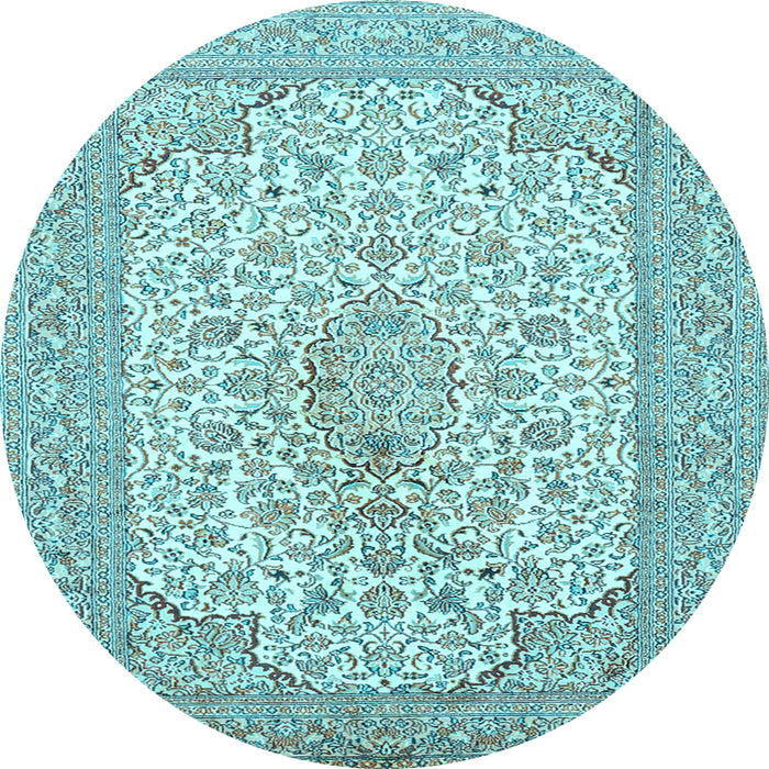 Round Persian Light Blue Traditional Rug, tr1022lblu