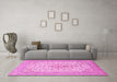 Machine Washable Persian Pink Traditional Rug in a Living Room, wshtr1022pnk